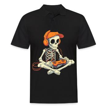 Skelett Halloween Gamer Gaming Junge Kinder Boy - Männer Poloshirt - Schwarz - Vorne - Kai (181cm)