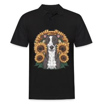 Lévrier et tournesols - Polo Homme - noir - Devant - Kai (181cm)