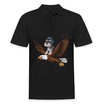 Miniature Schnauzer with majestic bald eagle - Men's Polo Shirt - black - Front - Kai (181cm)
