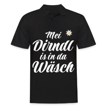 Dirndl Tracht | Mei Dirndl is in da - Männer Poloshirt - Schwarz - Vorne - Kai (181cm)