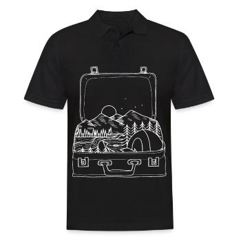 Berg - Camping Zelt - (4) - Männer Poloshirt - Schwarz - Vorne - Kai (181cm)