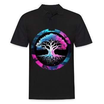 Arbre de vie multicolore - Yggdrasil World Tree - Polo Homme - noir - Devant - Kai (181cm)