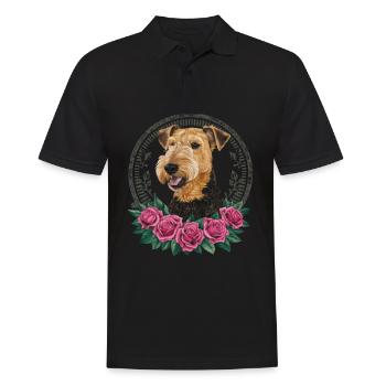 Airedale Terrier - Männer Poloshirt - Schwarz - Vorne - Kai (181cm)