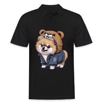 Pomeranian Spitz im Cartoon Look für Hundebesitzer - Männer Poloshirt - Schwarz - Vorne - Kai (181cm)