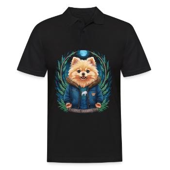 Pomeranian Spitz im Cartoon Look für Hundebesitzer - Männer Poloshirt - Schwarz - Vorne - Kai (181cm)
