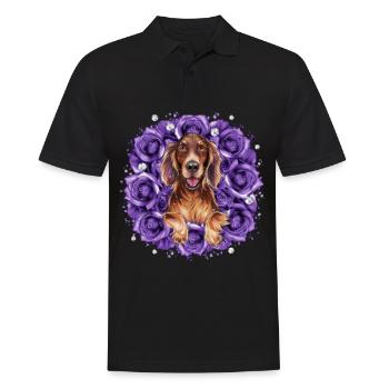Bande dessinée Setter irlandais avec des roses - Polo Homme - noir - Devant - Kai (181cm)
