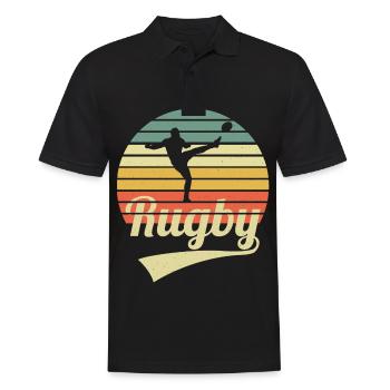 Rugby Vintage Rugger Wear Rugby Player Rugby Match - Polo Homme - noir - Devant - Kai (181cm)