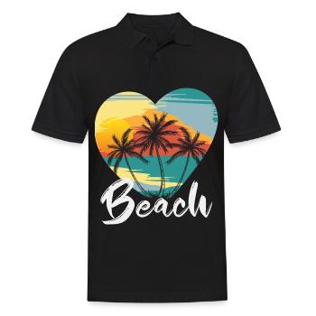 Beach, heart, palm trees in one heart - Men's Polo Shirt - black - Front - Kai (181cm)