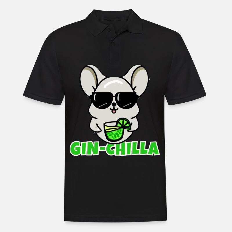 Gin- Chinchilla Gin - Männer Poloshirt - Schwarz