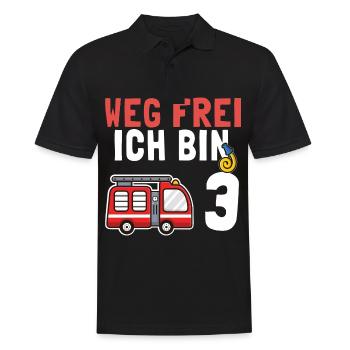 Kindergeburtstag 3 Jährige Feuerwehr Auto - Männer Poloshirt - Schwarz - Vorne - Kai (181cm)