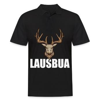 Lausbua Hirsch Lederhosen - Männer Poloshirt - Schwarz - Vorne - Kai (181cm)
