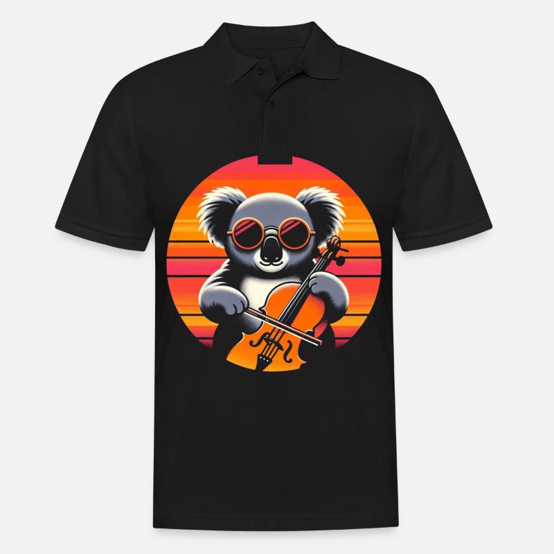 Cello Koala - Männer Poloshirt - Schwarz