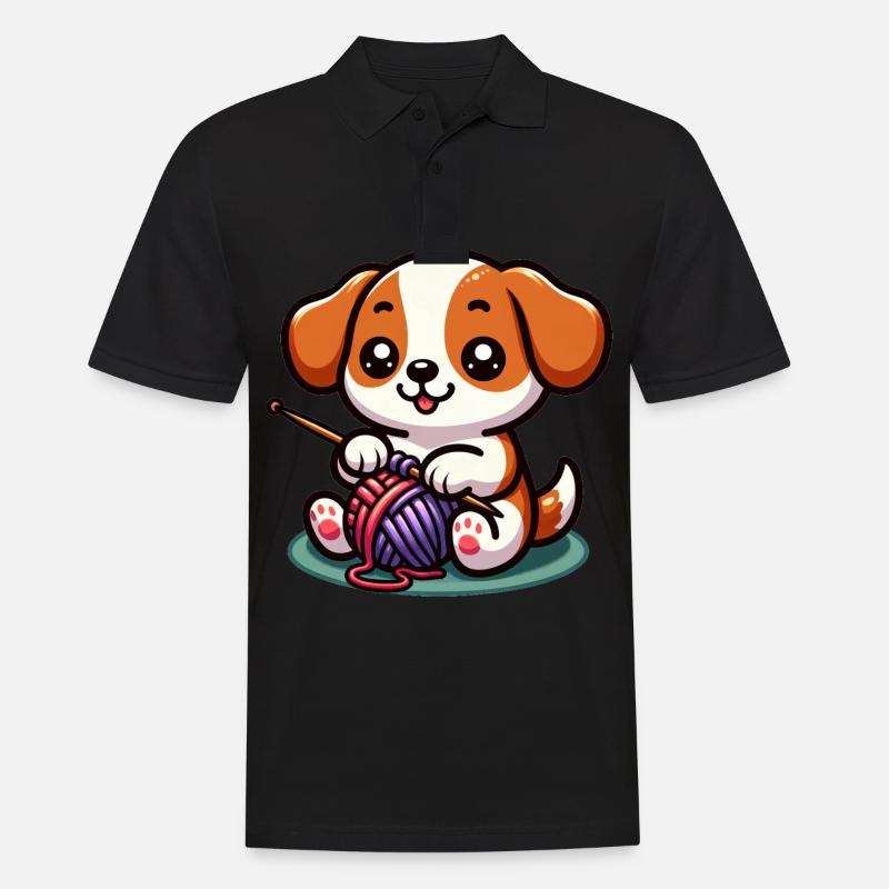 Hund Stricken Stricken Hündchen Pullover Kunst - Männer Poloshirt - Schwarz