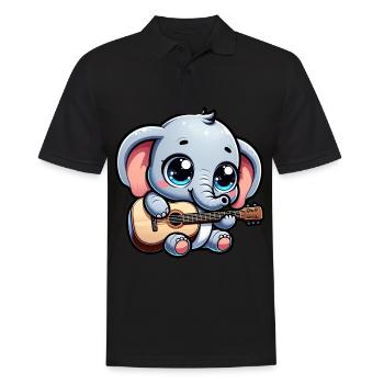 Elefant Gitarre spielen Jumbo Melodien Baby Te - Männer Poloshirt - Schwarz - Vorne - Kai (181cm)