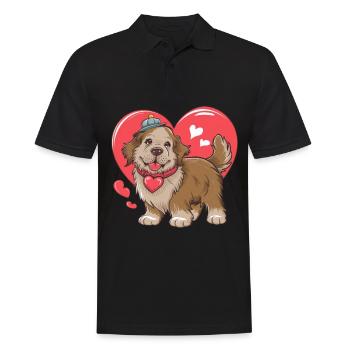 Chien Terre-Neuve au grand cœur - Polo Homme - noir - Devant - Kai (181cm)