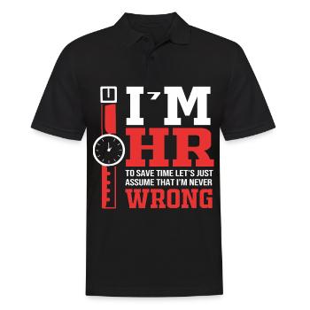 HR Manager - Männer Poloshirt - Schwarz - Vorne - Kai (181cm)