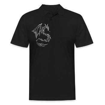 Dotwork Dragon - Polo Homme - noir - Devant - Kai (181cm)
