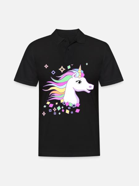 Douce Licorne avec des diamants, des étoiles et de beaux yeux - Polo Homme - noir