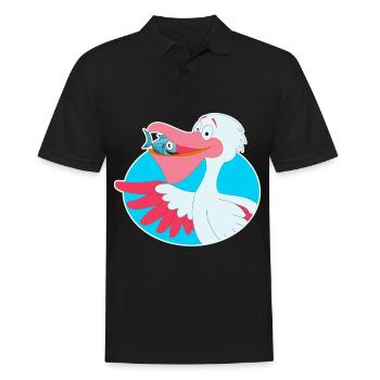 Cadeau de bande dessinée poisson oiseau pélican - Polo Homme - noir - Devant - Kai (181cm)