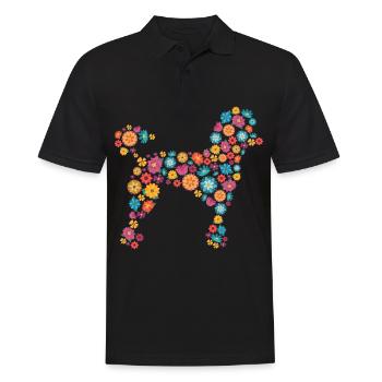 Hund Pudel Geschenk Blumen Tierliebhaber - Männer Poloshirt - Schwarz - Vorne - Kai (181cm)
