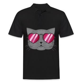 Love Cats / Katzenliebe - Männer Poloshirt - Schwarz - Vorne - Kai (181cm)
