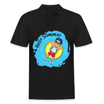Hallo Sommer und Sonne - Männer Poloshirt - Schwarz - Vorne - Kai (181cm)