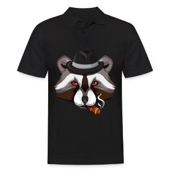 Mafia Waschbär - Männer Poloshirt - Schwarz - Vorne - Kai (181cm)