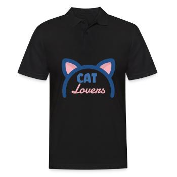 Cat Lovers / Katzenliebe - Männer Poloshirt - Schwarz - Vorne - Kai (181cm)