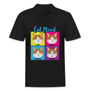 Funny Cat Moods - Men's Polo Shirt - black - Front - Kai (181cm)