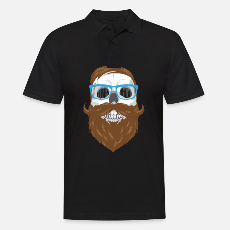 Skull Hipster - Männer Poloshirt - Schwarz