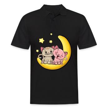 Amour de chat sur la lune - Polo Homme - noir - Devant - Kai (181cm)