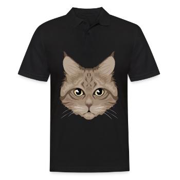 Brown Cat / Katze - Männer Poloshirt - Schwarz - Vorne - Kai (181cm)