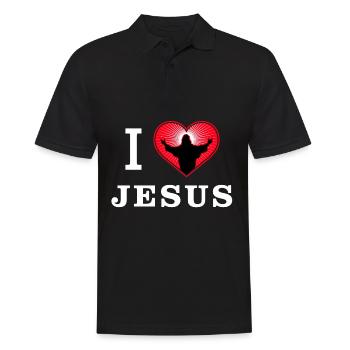 Ich liebe Jesus Christus - Männer Poloshirt - Schwarz - Vorne - Kai (181cm)