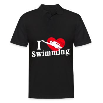 Ich liebe Schwimmen - Männer Poloshirt - Schwarz - Vorne - Kai (181cm)