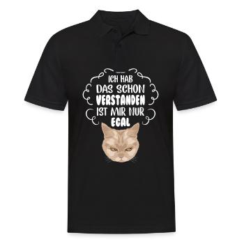 Cat - Ich hab das schon verstanden… (Katze) - Männer Poloshirt - Schwarz - Vorne - Kai (181cm)