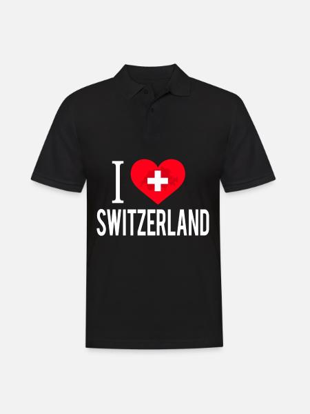 I Love Switzerland / Schweiz - Men's Polo Shirt - black