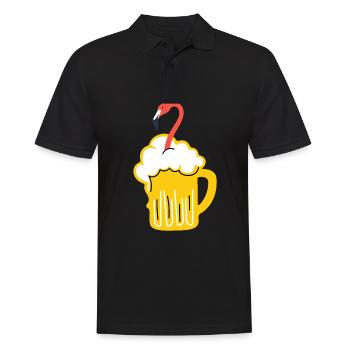 Flamingo Bierglas Bier Geschenk rosa Bierkrug - Männer Poloshirt - Schwarz - Vorne - Kai (181cm)