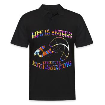 Kitesurfen - Männer Poloshirt - Schwarz - Vorne - Kai (181cm)