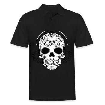 Totenkopf mit Herz - Männer Poloshirt - Schwarz - Vorne - Kai (181cm)