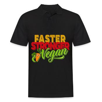 Végétarien végétalien - Végétalien plus fort plus rapide - Polo Homme - noir - Devant - Kai (181cm)