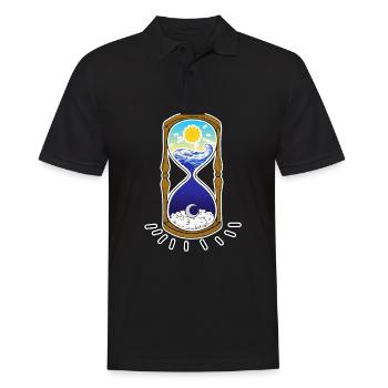 "TIME" - Zeit - Männer Poloshirt - Schwarz - Vorne - Kai (181cm)