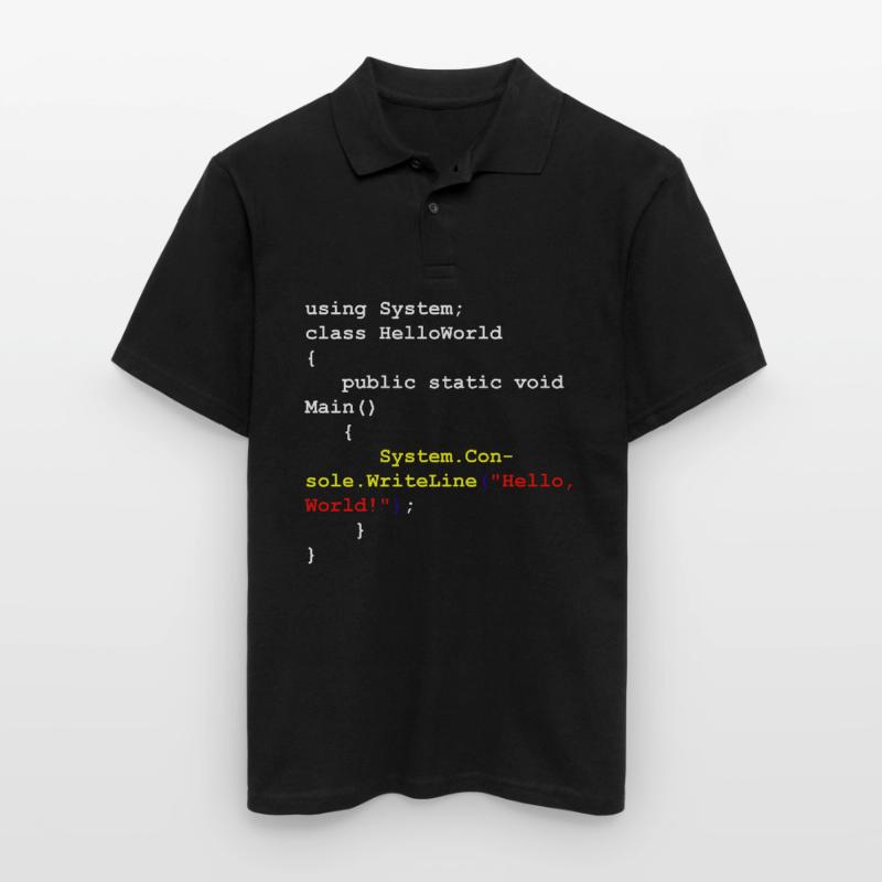 Hello World C# Sharp Entwickler Programm Geschenk Männer Poloshirt