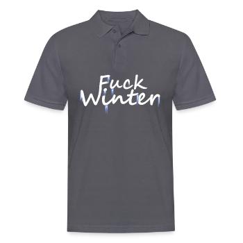 Fuck winter frozen lettering - Men's Polo Shirt - charcoal grey - Front - Nico (186cm)