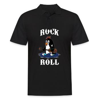 Musicien RocknRoll Rocker Tattoo Penguin - Polo Homme - noir - Devant - Kai (181cm)