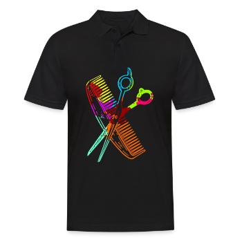 Cadeau de coiffeur peigne et ciseaux pour la coupe de cheveux - Polo Homme - noir - Devant - Kai (181cm)
