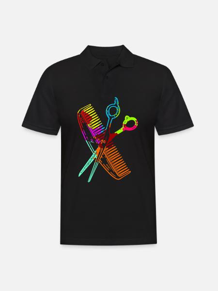 Comb and scissors hairdresser gift for haircut - Men's Polo Shirt - black