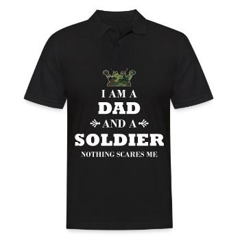 I am a Dad & a Soldier, soldat, militaire, meilleur papa - Polo Homme - noir - Devant - Kai (181cm)