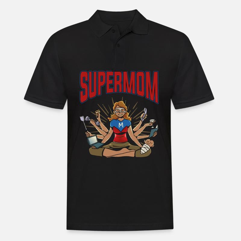 Mutterschaft Mutter Superheld Supermama Supermom - Männer Poloshirt - Schwarz