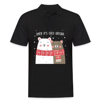 Christmas bear cute animals winter snow - Men's Polo Shirt - black - Front - Kai (181cm)