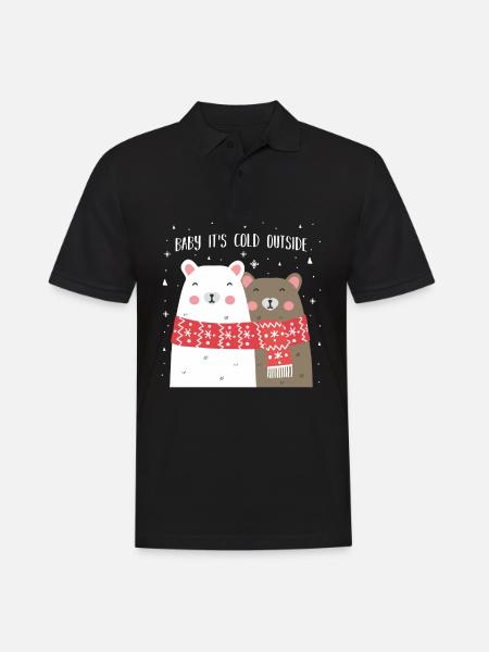 Ours de Noël animaux mignons neige hiver - Polo Homme - noir